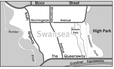 Image result for swansea map etobicoke